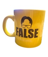 The Office Dwight Schrute FALSE 14oz Mug Yellow Dunder Mifflin ID Badge ... - $9.99