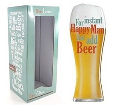 Lesser &amp; Pavey Beer lovers Glass - For instant Happy Man Just add Beer - £10.00 GBP