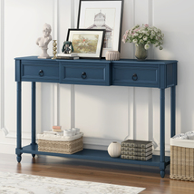 Console Table Sofa Table with Drawers and Long Shelf for Entryway Beige - £243.91 GBP
