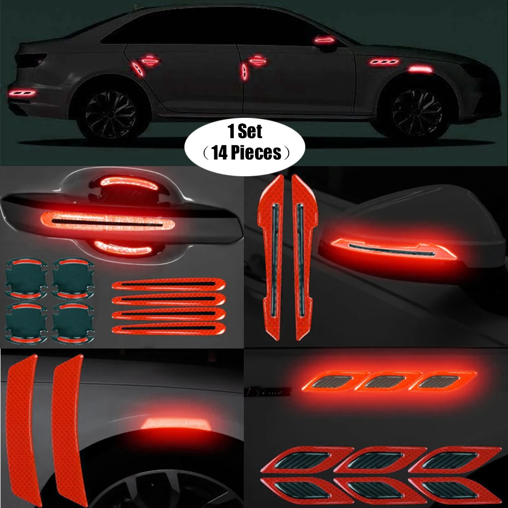 Iber car door handle stickers scratch resistant sticker car safety reflective strip car thumb200