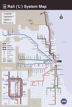 Artist Unknown Chicago L Rail System Map - £58.66 GBP