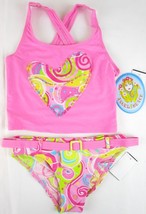 NWT Angel Beach Girl&#39;s 2 Pc Pink Embellished Heart Tankini Swimsuit, 10,... - $16.99