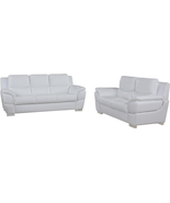 Binion Leather Match Upholstered Modern Living Room Loveseat, Sofa, White - £2,368.15 GBP
