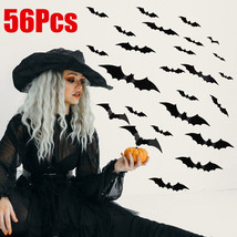 56 Halloween 3D Bats Decoration Plastic Bat Wall Stickers For Home Window Decor - £14.38 GBP