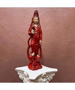 Vintage Chinese Wood Polychrome Red Lacquer Quan Yin Guanyin Statue - 21... - $196.95 CAD