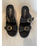 NWOB Helle Comfort Black with Gold Buckles &amp; Studs Leather Sandals Size 8 - £50.84 GBP