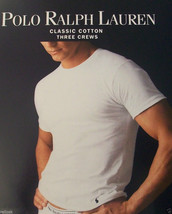 3 Polo Ralph Lauren Mens Cotton Black Crew T-SHIRTS Undershirts S M L Xl Xxl Nwt - $35.54+