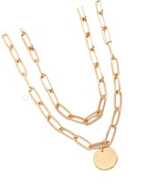 Women&#39;s Round Pendant Layered Necklace Chain - $40.45