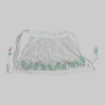 Vintage Sheer Christmas Hostess Apron Holly &amp;Berry Embroidery Kitsch Cot... - $28.04
