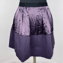 Theory Contrasting Purple Satin Silk Blend Women&#39;s Size 0 Black Banded Skirt - £18.33 GBP