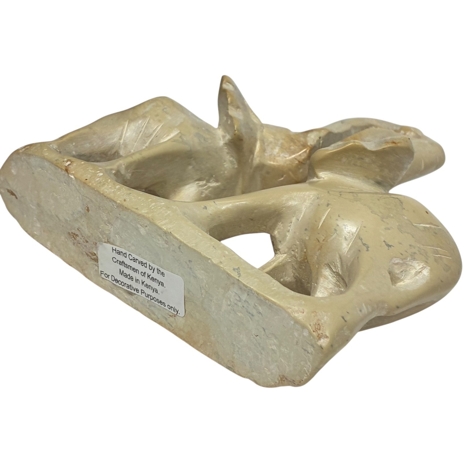 kissing elephants hand carved from ivory colored soapstone by craftsman of kenya Item image 10