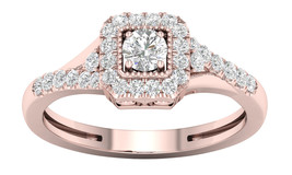 10K Rose Gold 1/3ct TDW. Diamond Halo Engagement Ring - £311.74 GBP