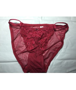 S/5 Victoria's Secret String Vintage Sheer Lace Bikini Red Bikini Panties - $16.39