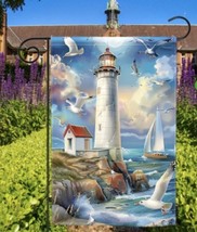 Coastal Lighthouse Garden Flag Nautical Ocean Decorative Yard Banner 12x18 - $15.35