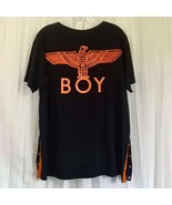 BOY LONDON Snap Side T-Shirt RARE Vintage Rubber Eagle Logo Black Orange... - $196.80 CAD