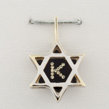 Gorgeous 14k White and Gold Star of David Pendant w/ crystal K Enamel - £91.40 GBP