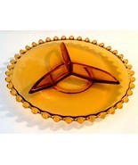 Candlewick Amber 3 Section Glass Relish Dish Made in Czechoslovakia Vintage - £31.57 GBP