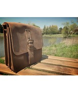 Vintage Unisex Shoulder Leather Messenger CrossBody Handmade Rust Brown Bag - £89.16 GBP