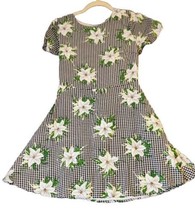 Lulus Dress Womens Sz Large Black White Gingham Floral Print Mini Picnic... - $24.95