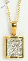 18k Yellow Gold Princess modern rectangular diamond pendant(1.01 ct H VS) - £1,634.56 GBP