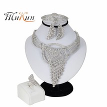 MUKUN 2019 African Wedding Jewelry Sets Women Fashion Bridal Dubai Crystal Neckl - $22.44