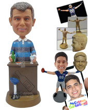 Personalized Bobblehead Dapper Man With Beer And Snacks Standing Behind A Bar -  - £136.92 GBP