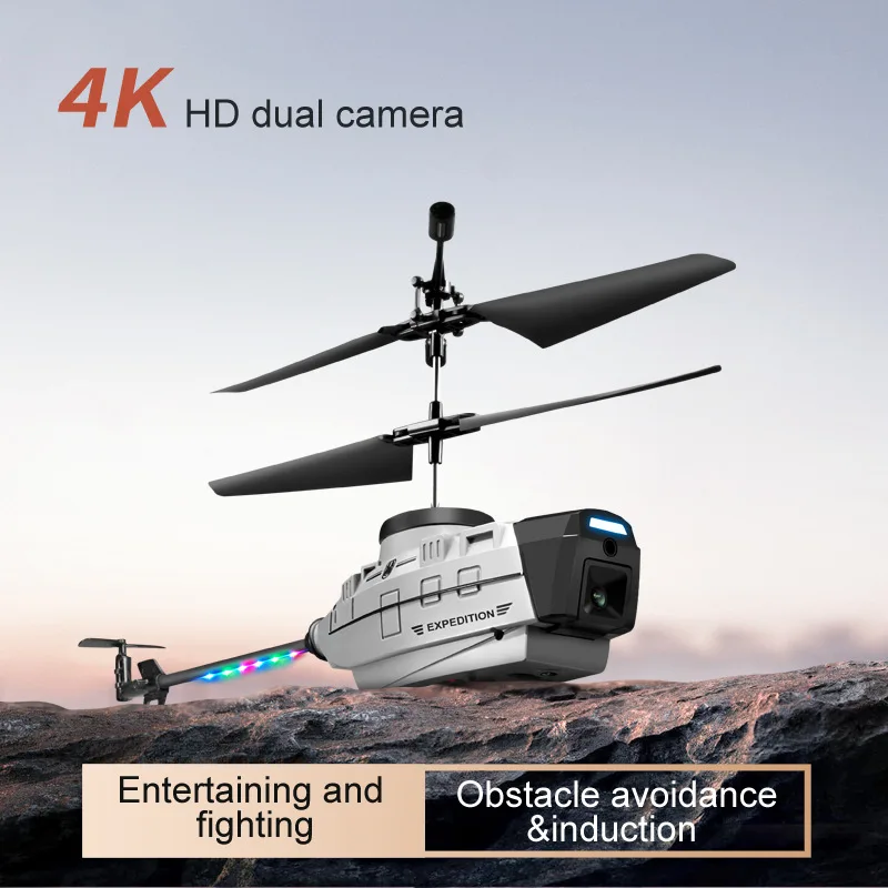 RC Helicopter with 4K Camera Kids Toy Remote Control Plane Obstacle Avoidance - £43.68 GBP+