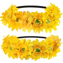 Sunflower Headband Boho Flower Crown Hair Wreath Headpiece Floral Bridal Headpie - £16.56 GBP