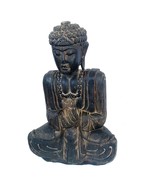 Buddha Sculpture Statue Sitting 1930s Carved Wooden 21" Large Meditating Art - $537.63