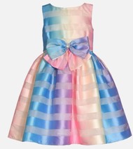 Bonnie Jean Aubrey Rainbow Party Dress Girls Size 3T NWT Rhinestones &amp; Bow - £15.05 GBP