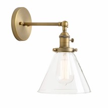 Single Sconce With Funnel Flared Glass Clear Glass Shade 1-Light Wall Sconce Wal - £80.66 GBP