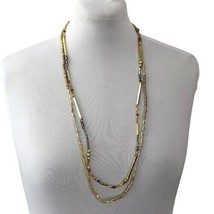 Chicos Binali Necklace Long Double Strand Mixed Beads Gold New Old Stock - £15.97 GBP