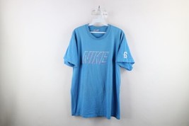 Vintage 90s Nike Mens Large Distressed Spell Out Block Letter T-Shirt Blue USA - £31.50 GBP