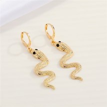 1Pair Vintage Cute Smile Face Snake Hoop Earrings For Women New Hollow Round Car - £7.56 GBP