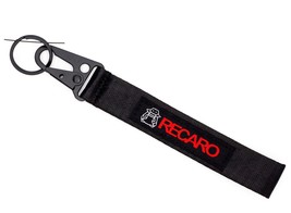 BRAND New JDM RECARO Black Racing Keychain Metal key Ring Hook Strap Lanyard Uni - £7.92 GBP