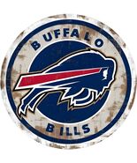 Buffalo Bills Football Vintage Logo Poster Metal Round 8x8in Sign Old New P - $454.50 MXN