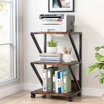 Modern Industrial Metal Wood 3-Tier Printer Stand Office Storage Cart on Wheels - £124.01 GBP