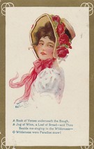 Vintage Postcard Pretty Woman in Flowered Hat 1910 La Praik Ball - $8.90