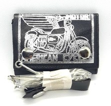 Marshals Genuine Leather Tri-fold Chain American Motor Cycle Imprint Wallet - £9.61 GBP