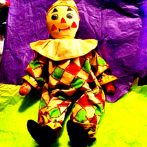 Old antique handmade clown doll - $23.76