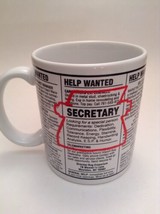 Secretary Gift Coffee Mug Cup Black &amp; White &quot;Wanted Add&quot; Dedication - $8.43