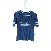 Nike Womens Size L Navy Blue NY Yankees Short Sleeve VNeck Tee Tshirt Shirt Top - £14.97 GBP