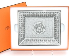 Hermes Mosaique au 24 Change tray Platinum Silver Ashtray plate porcelain - £725.55 GBP