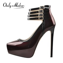 Onlymaker Women Platform Pointed Toe Mary Jane  Pumps Ankle Strap Stiletto Dress - £116.43 GBP