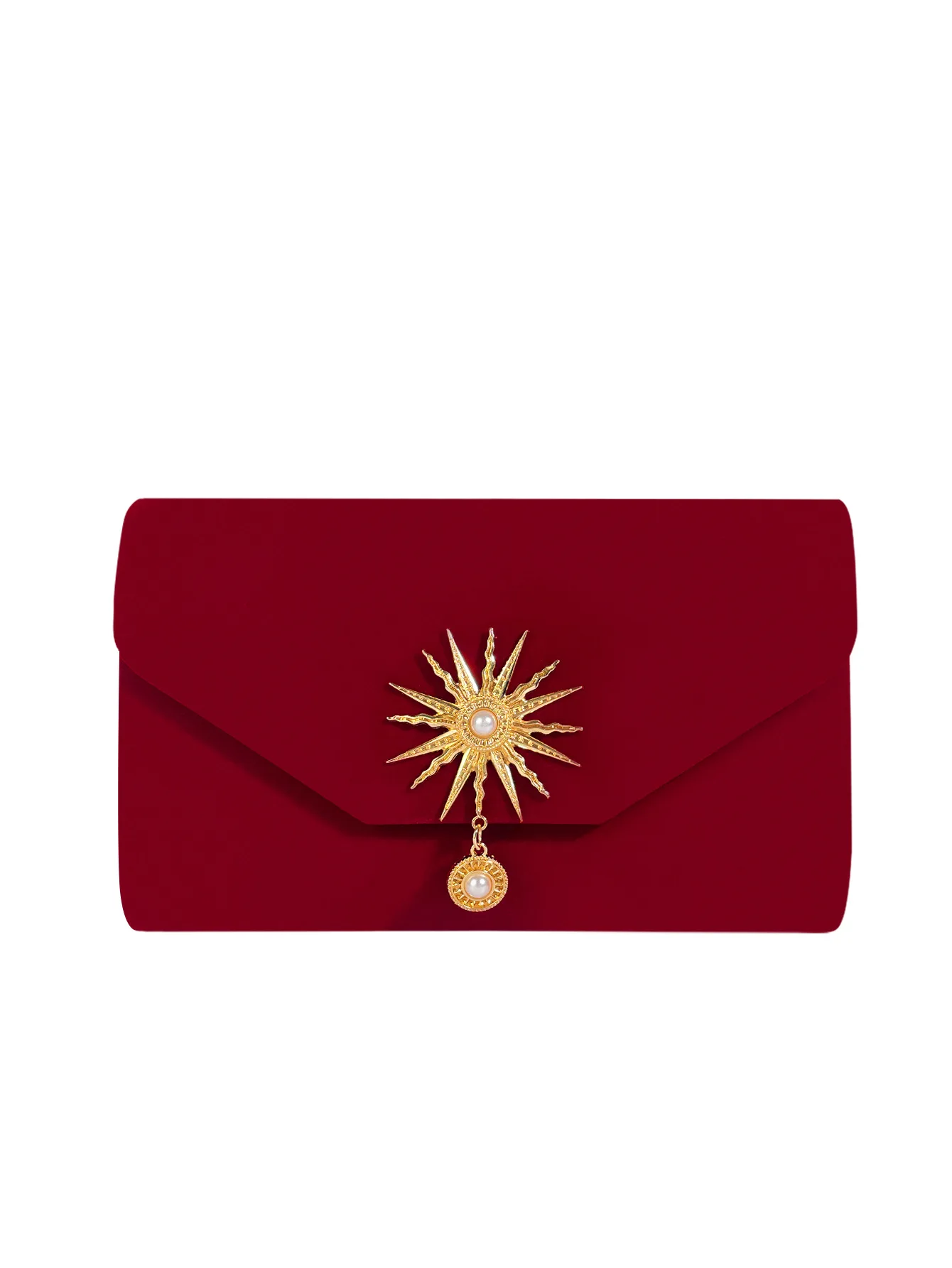 Fashion Women Clutches Evening Handbag Velour Envelope Purse with Pearl Floral L - £38.90 GBP