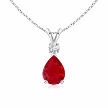 Authenticity Guarantee 
ANGARA Natural Ruby Teardrop Pendant with Diamond in ... - £2,498.62 GBP