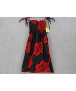 FAVANT SPAGHETTI STRAP GIRLS SUNDRESS SZ 4 BLACK WITH RED HIBISCUS FLORA... - $14.99