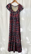 Plenty Tracy Reese Dress Women LARGE Red Blue Maxi Flutter Sleeve Anthropologie - £31.85 GBP