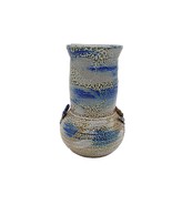 Vintage Handcrafted Pottery Vase Jar Floral Blue Gray Brown 8&quot; Signed DW... - £22.77 GBP