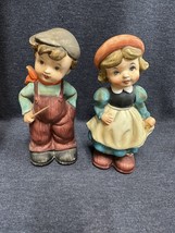 lot of 2 vintage hummel like figurines -  Ceramic- 7 Inches Tall - £9.35 GBP